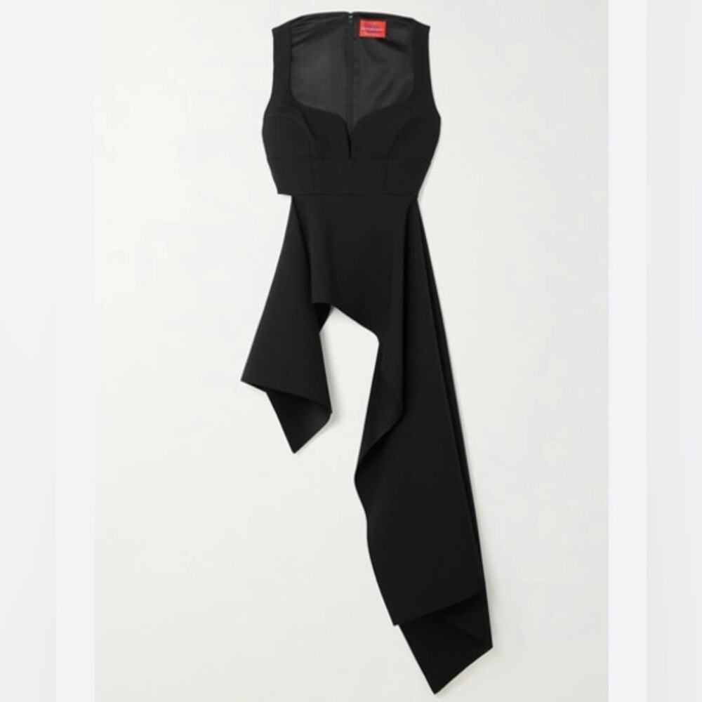 Solace London Sienna Asymmetric Draped Crepe Top In Black